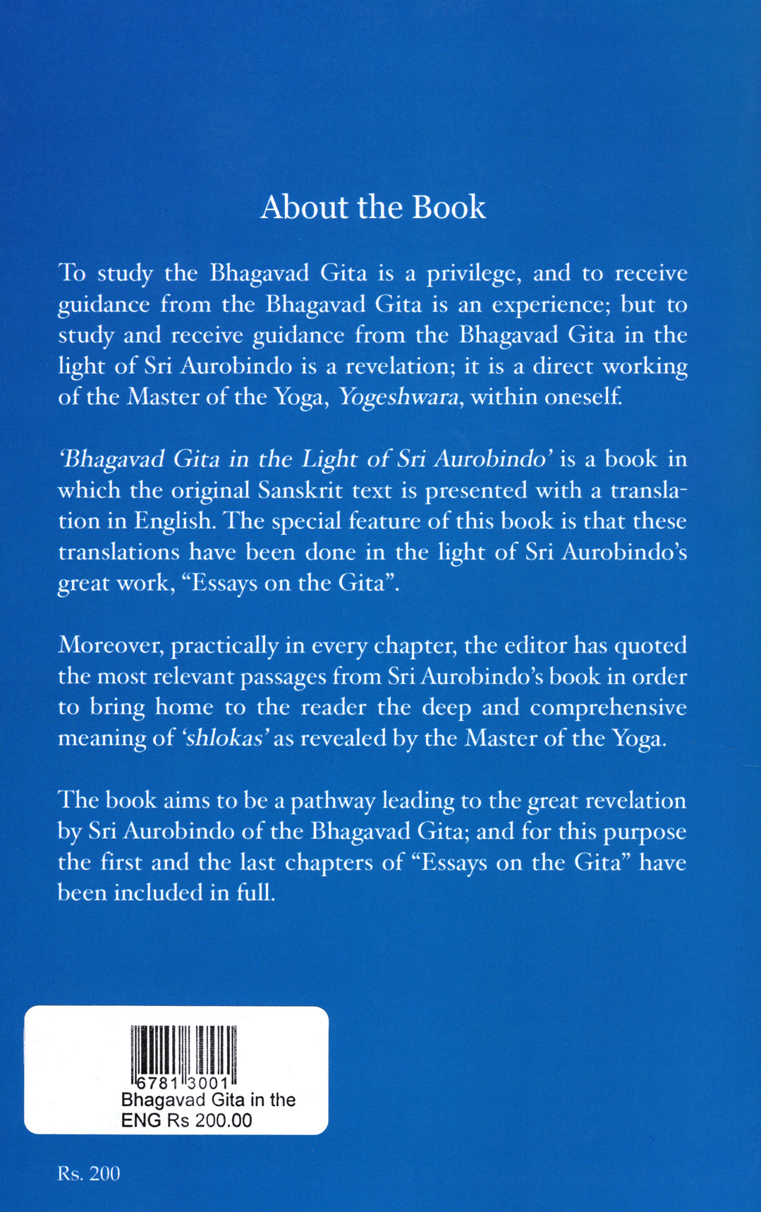 Bhagavad Gita in the Light of Sri Aurobindo