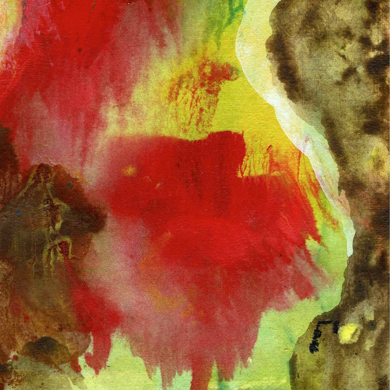 red and multicolored abstract oil painting