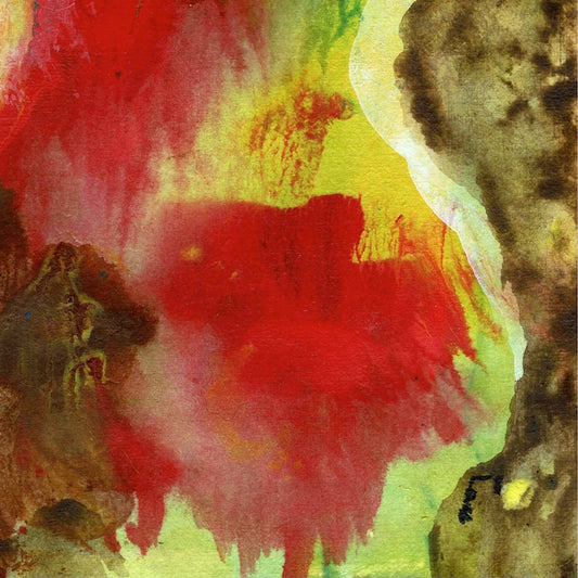 red and multicolored abstract oil painting