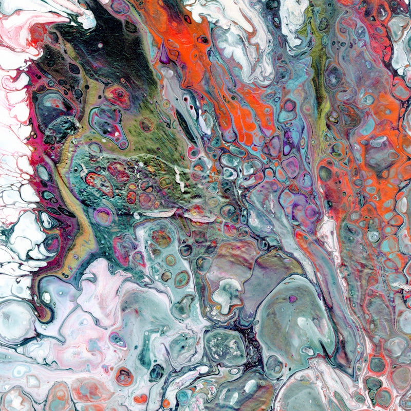 an abstract painting with different colors and shapes